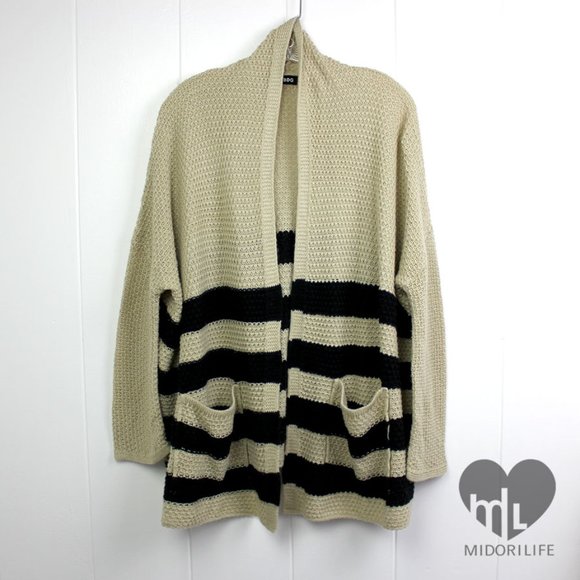 BDG Rolled-Sleeve Open Front Striped Cardigan - Picture 4 of 9